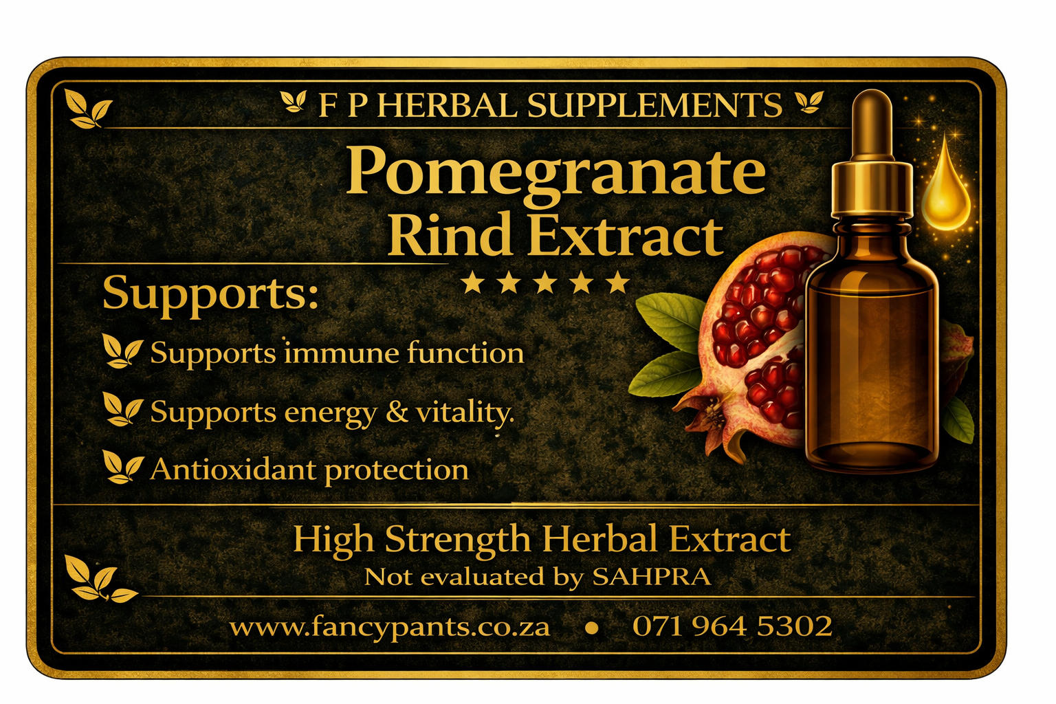 F P Herbal Supplements pomegranate rind extract tincture rich in antioxidants for immune support and natural wellness