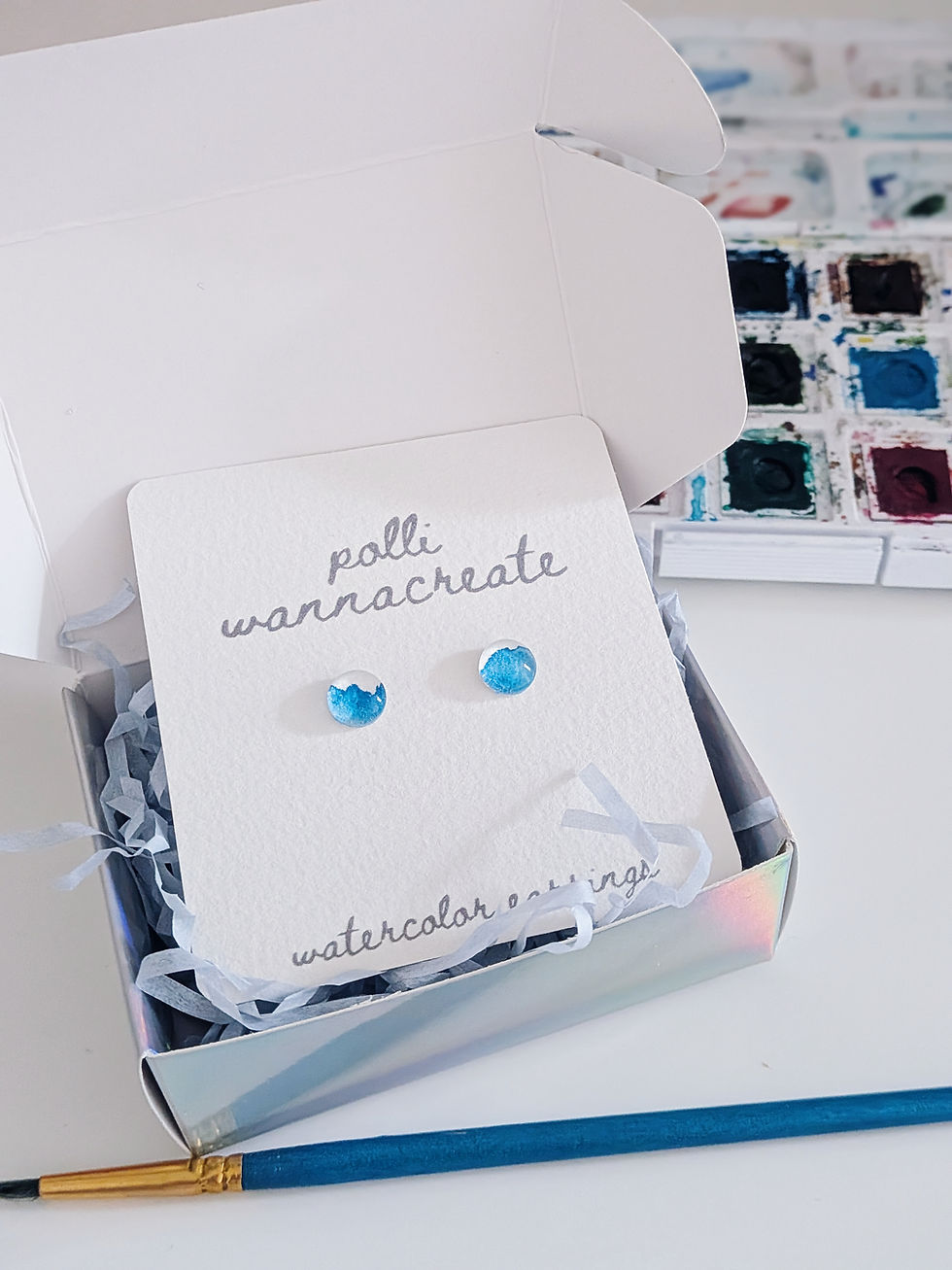 Miniatura: Earrings "Watercolor blue" 8 mm