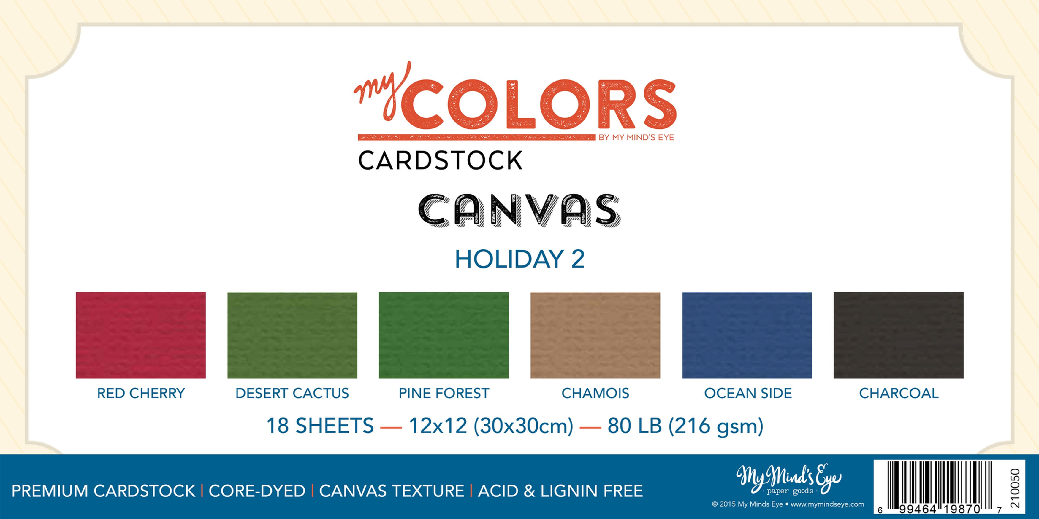 My Colors Canvas Cardstock Bundle 12"X12" 18/Pkg-Holiday 2