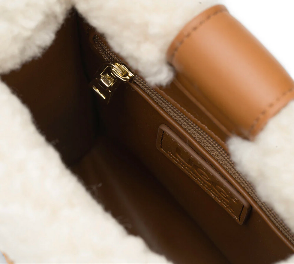 Thumbnail: AS UGG Fluffy Wool Adjustable Strap Over Shoulder Charlie Bag