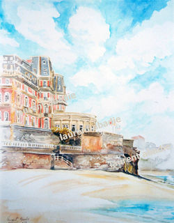 "Hôtel du Palais" Biarritz Aquarelle 30x40 cm