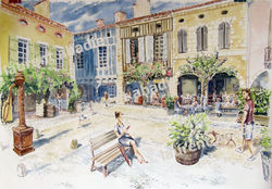 Concours de peinture dans la rue 1er prix du public 55x75 cm (La-Bastide-d'Armagnac)