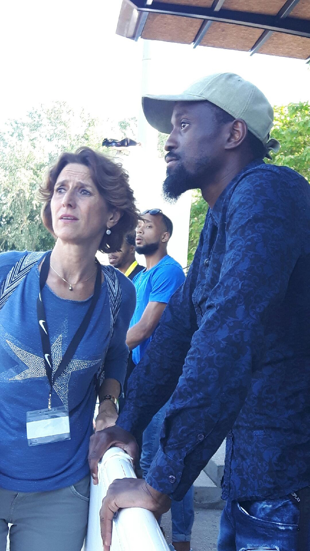 Anne-Marie Heugas avec Teddy Tamgho au Meeting d'Athlétisme