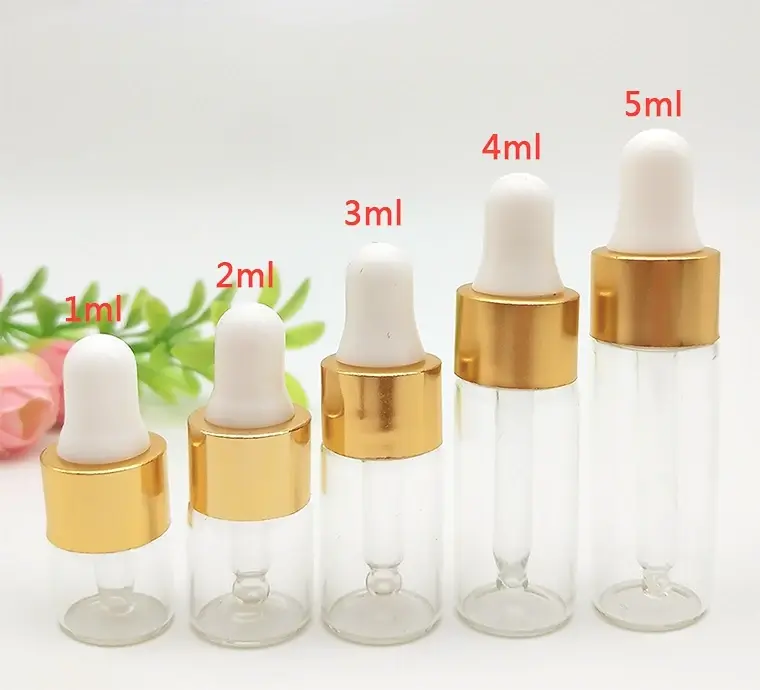 Thumbnail: 50pcs 1-5ml Glass Dropper Bottle Clear Glass Bottles Empty Eye Dropper Bottles f