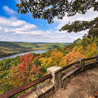Scenic view from Rimrock Overlook, with Allegheny Reservoir below
