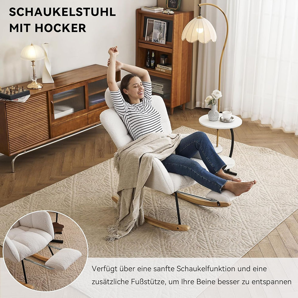 Thumbnail: Large Teddy Rocking Chair: Nursing Recliner with Stool & Adjustable Headrest