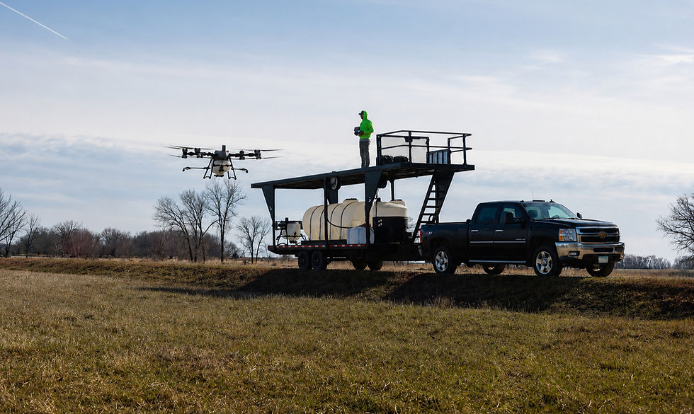 Pilot operating agricultural drone services from a truck