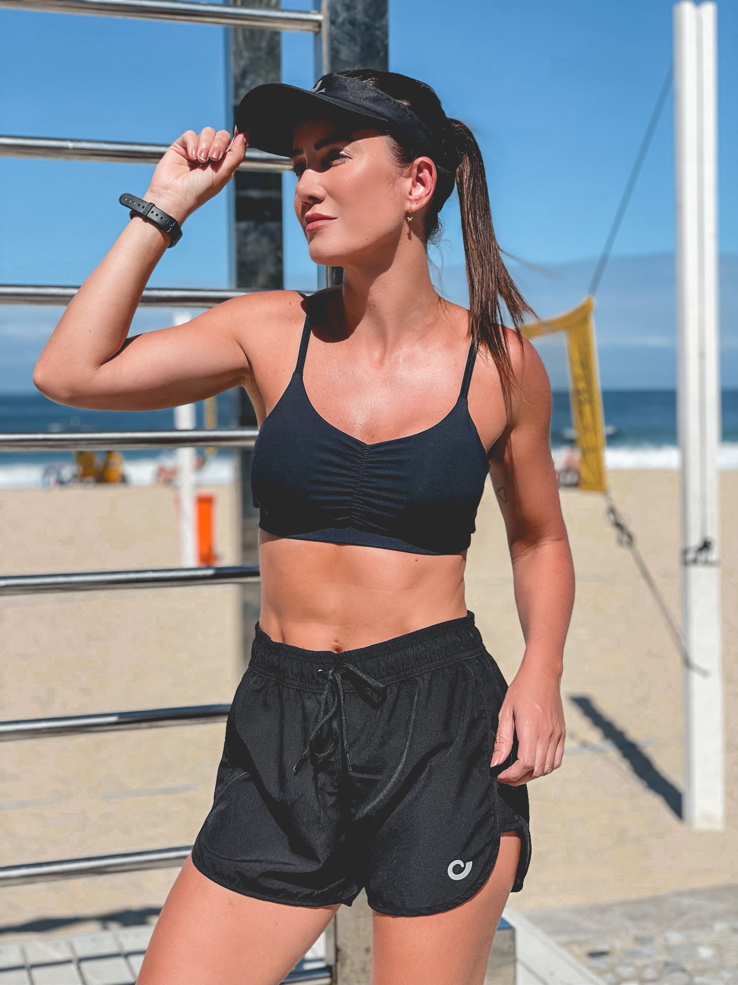 Short Solto Com Cadarço - Preto