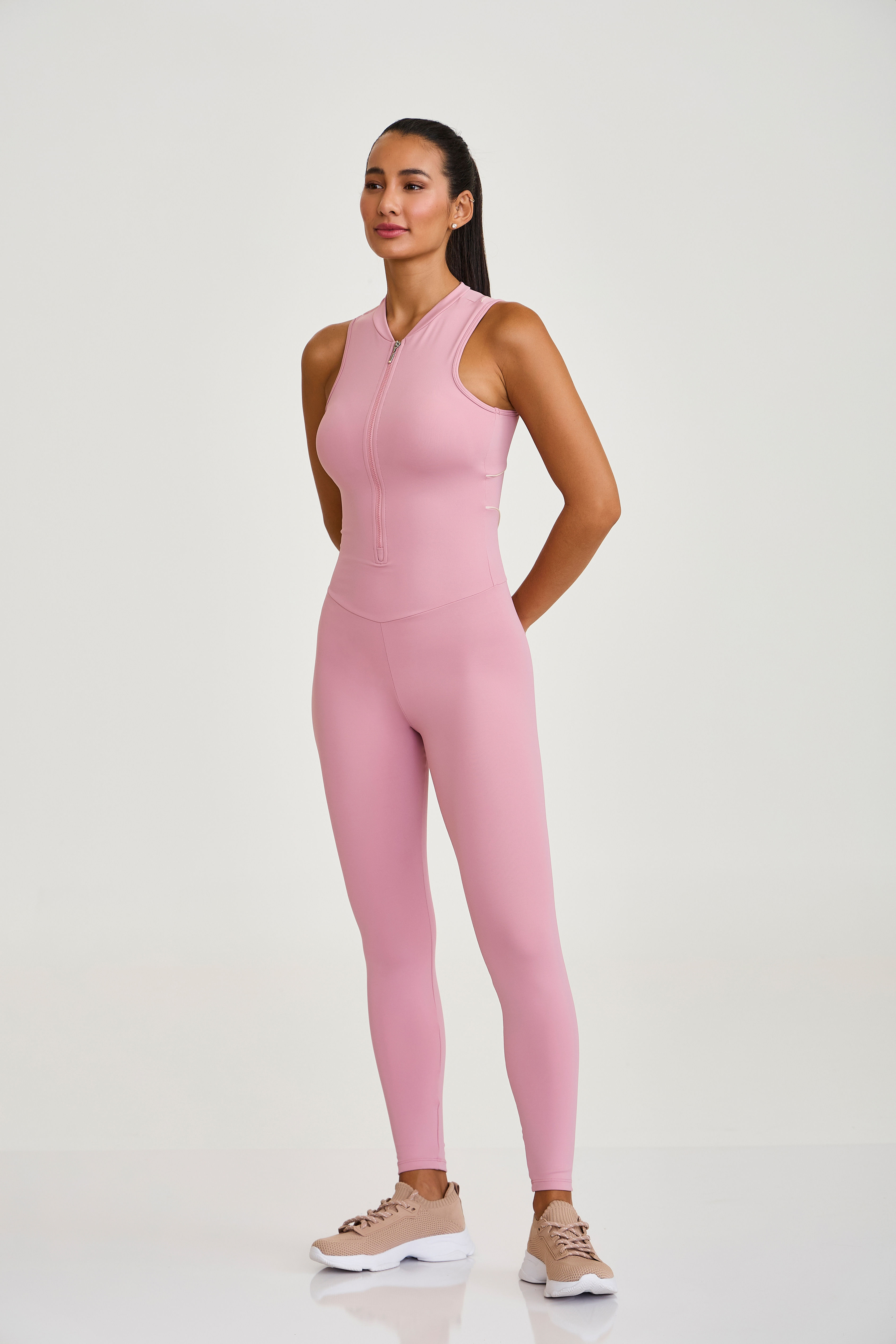 Macacão Pro Com Zíper - Rosa Quartzo