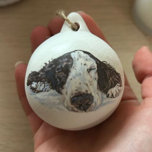 Thumbnail: Customised round ceramic pet baubles, mini and large sizes available