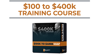Andy Elliott "$100 to $400K training course" on laptop screen, representing business or sales training