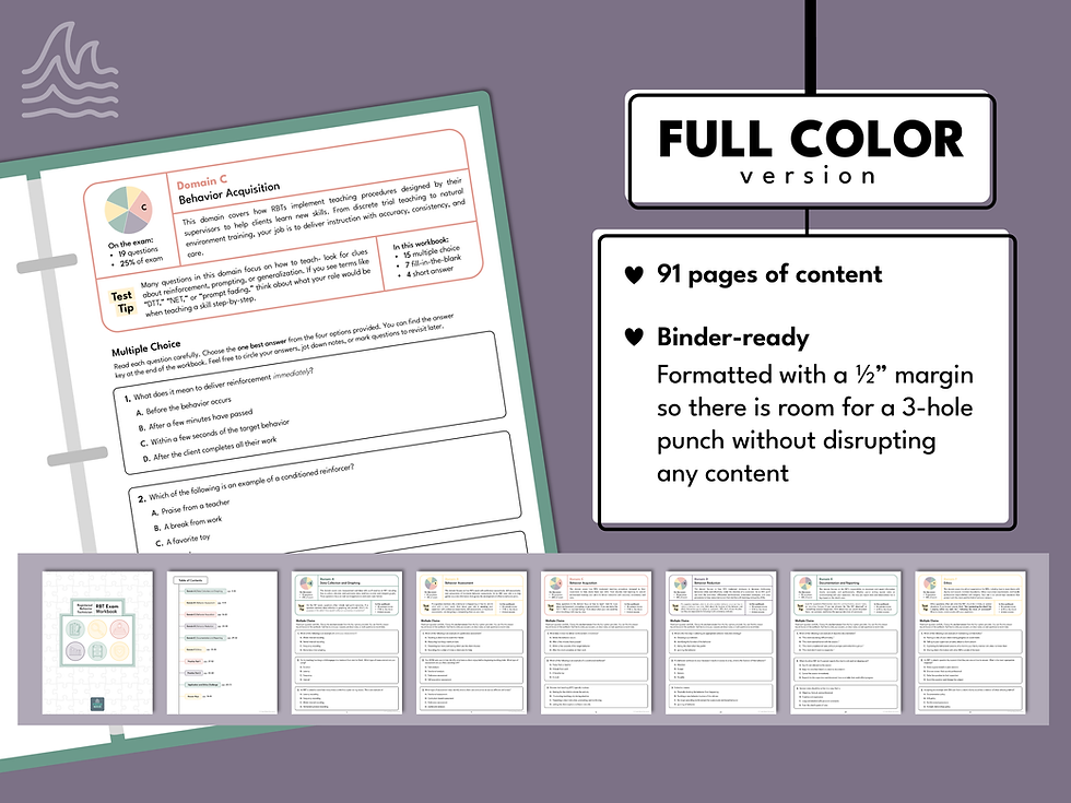 Thumbnail: Printable RBT Workbook for 2025 exam with practice tests and domain-by-domain review questions.