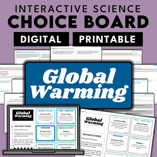 Global Warming | Science Choice Board | Earth's Weather | Fresh Wave ...