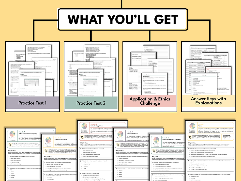 Thumbnail: Printable RBT Workbook for 2025 exam with practice tests and domain-by-domain review questions.