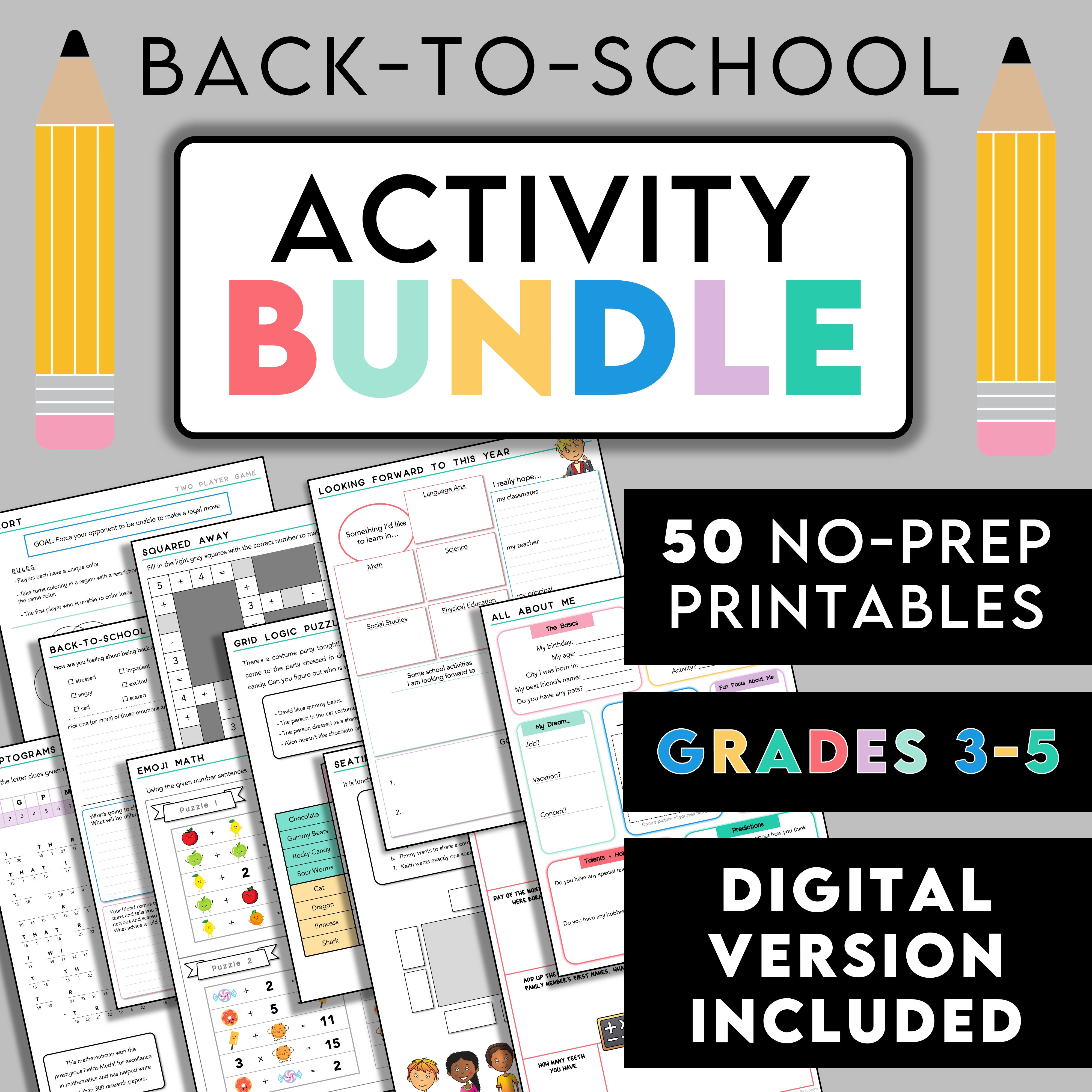 Back to School Fun Activity Packet