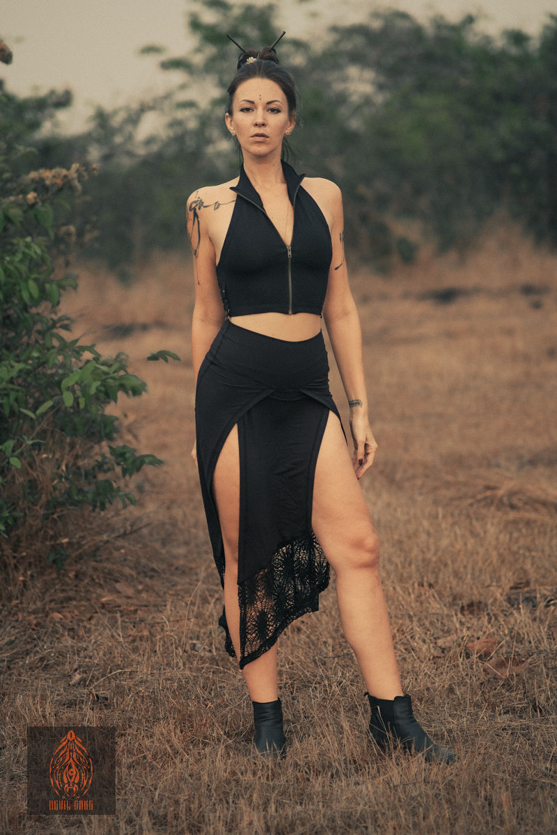 Thumbnail: SIAMESE || Zip Cotton Halter Top with Corset Back