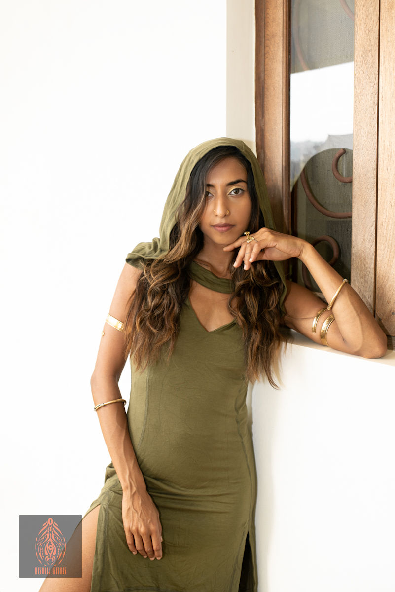 Thumbnail: KORAT || Bamboo Open Back Hooded Festival Mini Dress