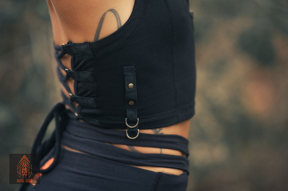 Thumbnail: SIAMESE || Zip Cotton Halter Top with Corset Back