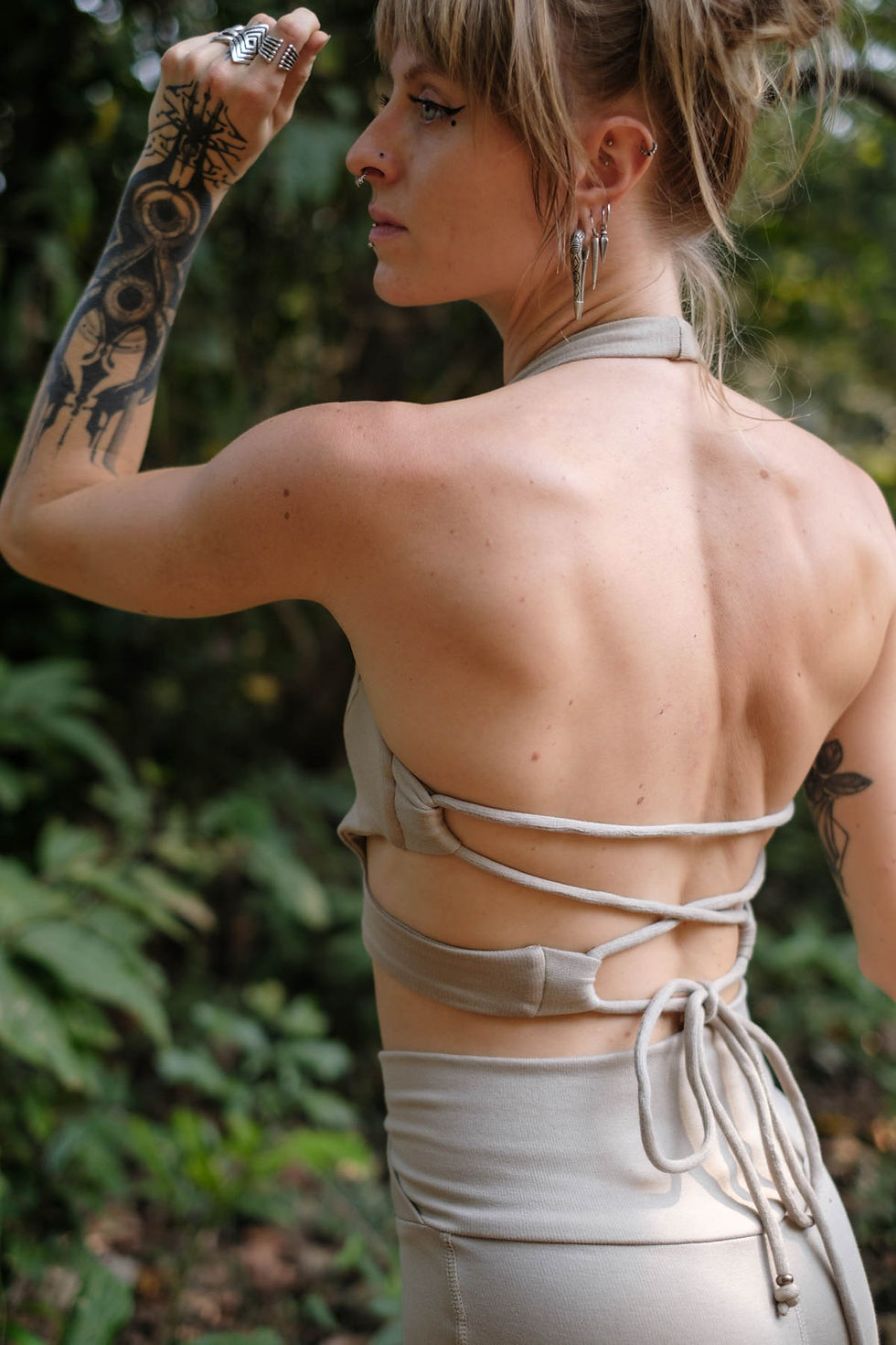 Thumbnail: PERSIAN || Bamboo Halter Crop Top with Lace Up Back