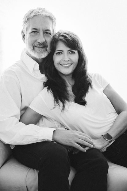 Romantic couple portrait session in New York City studio