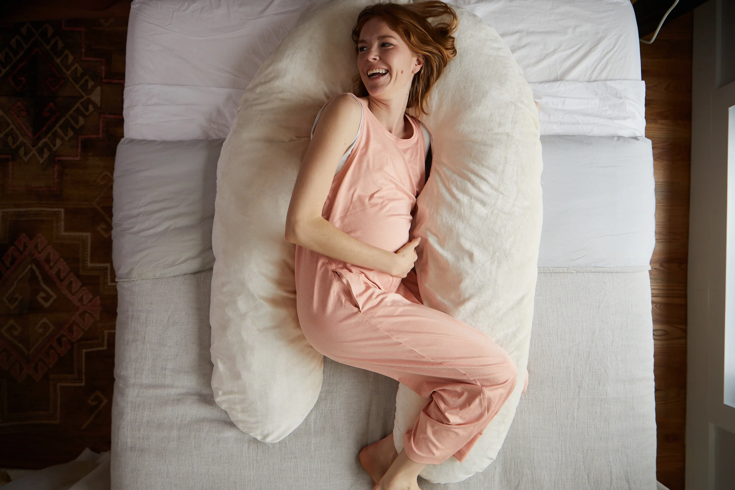 pregnancy woman in a pregnancy pillow