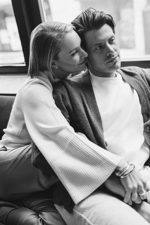 Black and white couple portrait in NYC studio, anniversary session