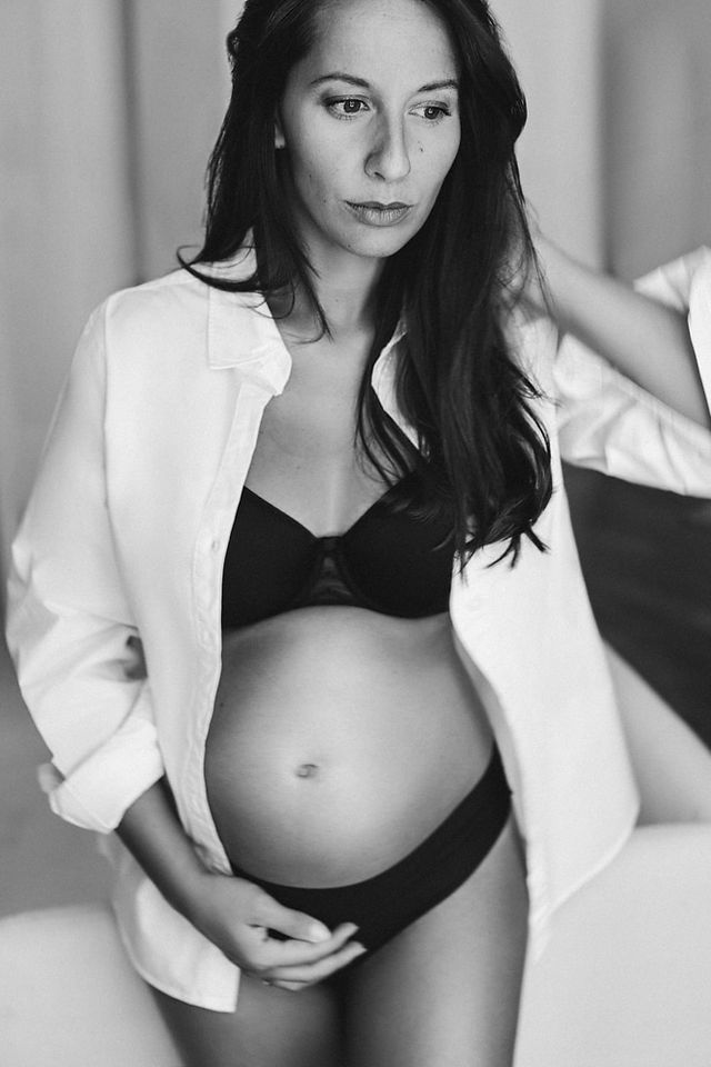 "Emotional moment captured at a maternity photography session in NYC"