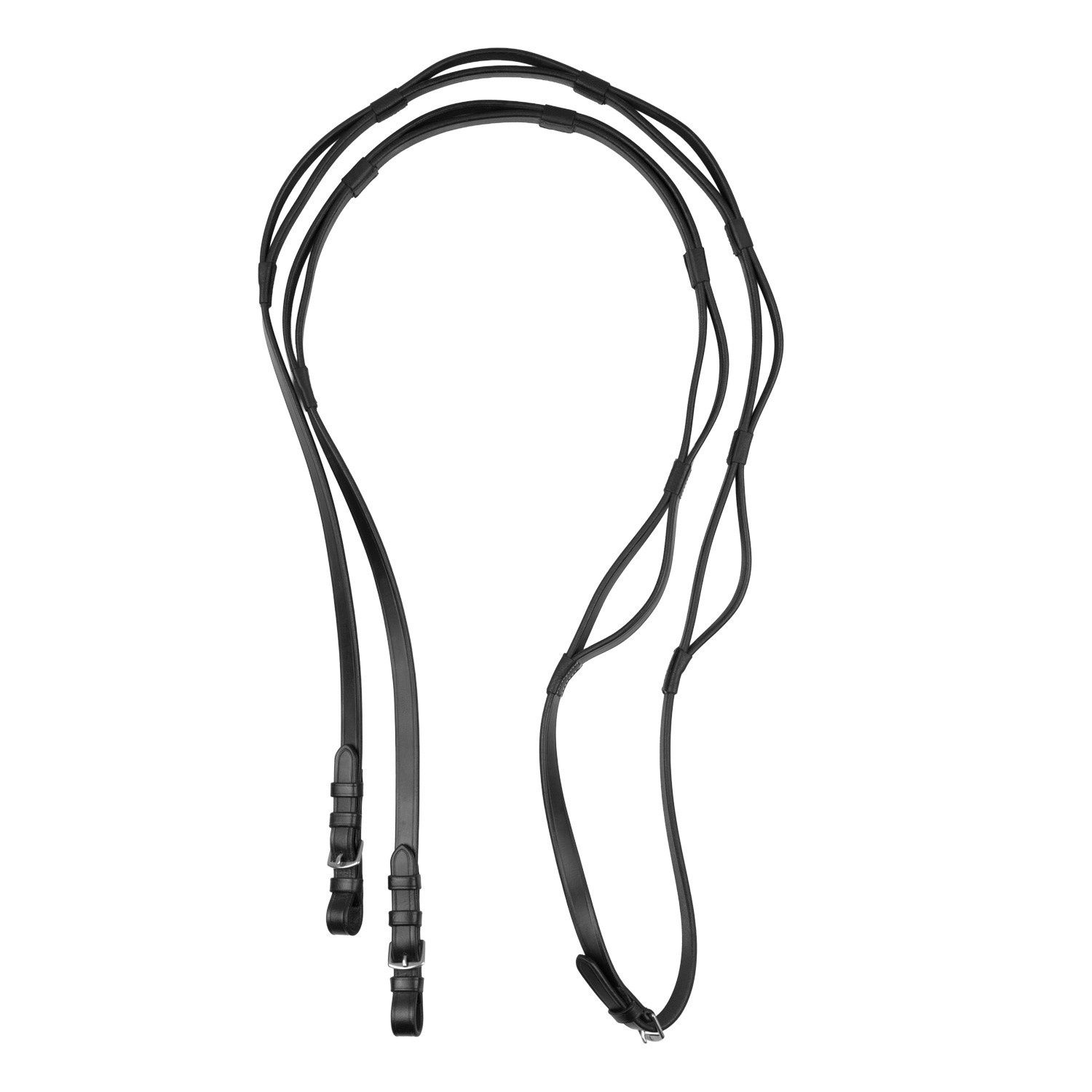 Equestro English Leather Reins with Stainless Steel Handles and Buckles