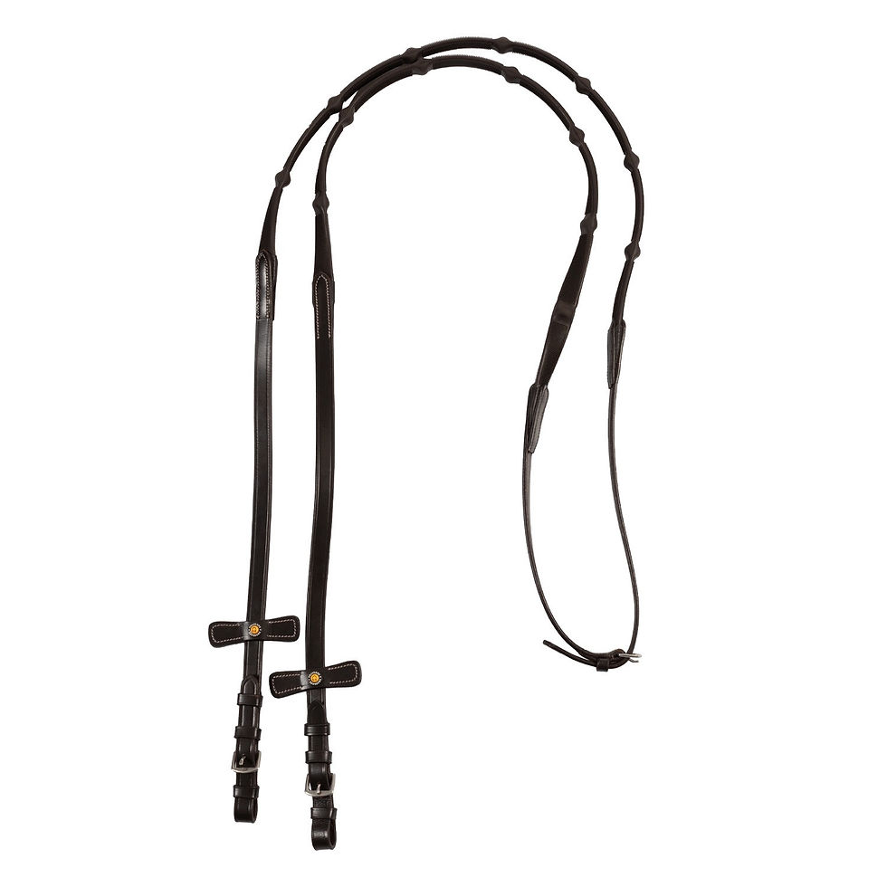 Thumbnail: Equestro Leather Solid Grip Reins with Stoppers