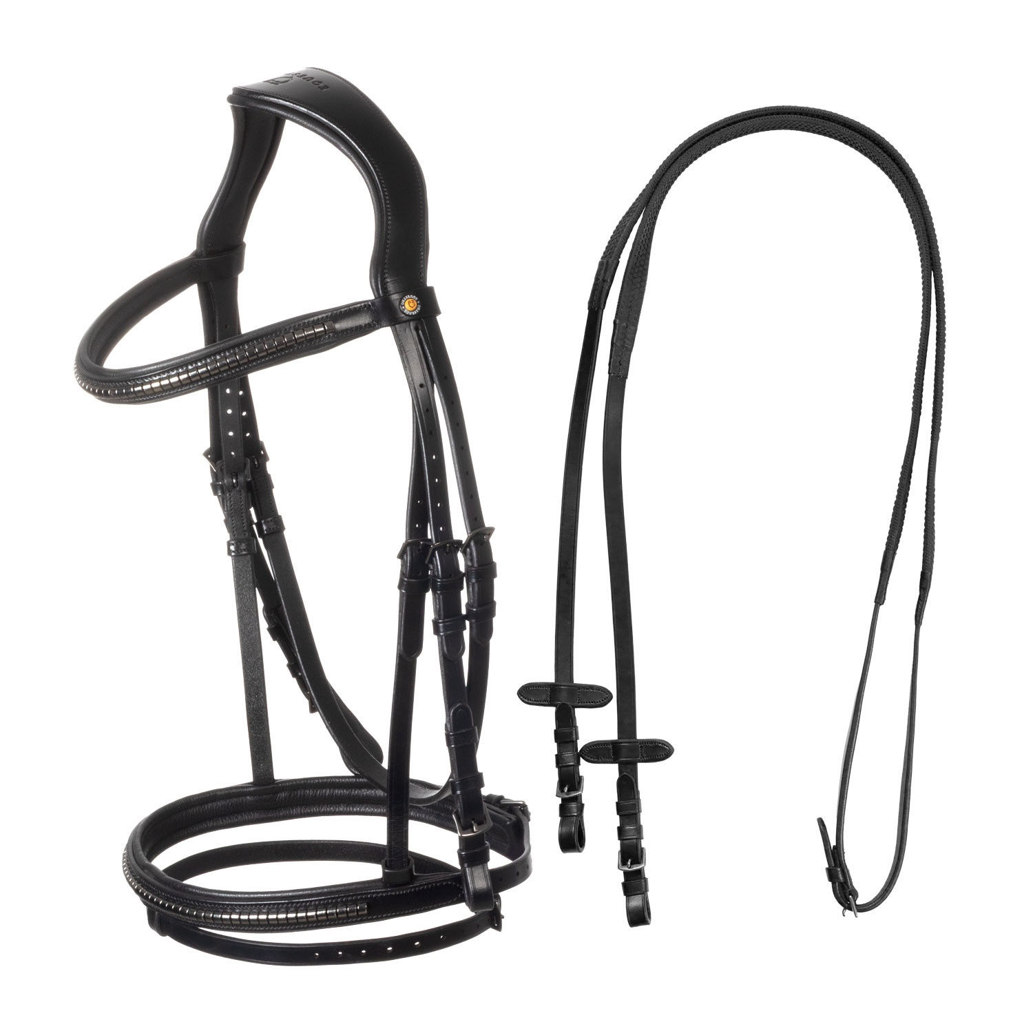 Equestro Leather Bridle with Black Clincher