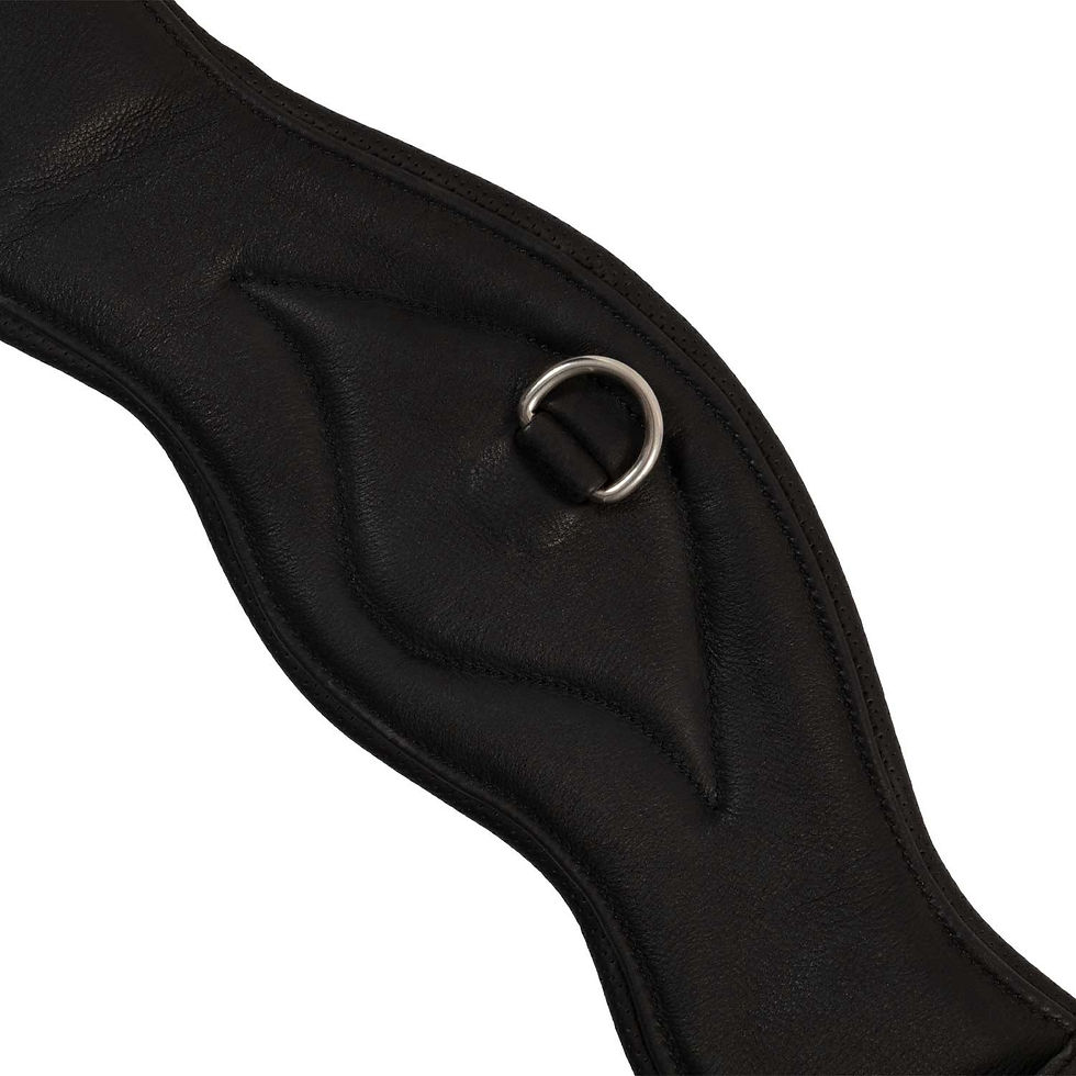 Thumbnail: Equestro Shaped Leather Dressage Girth with Logo Pin