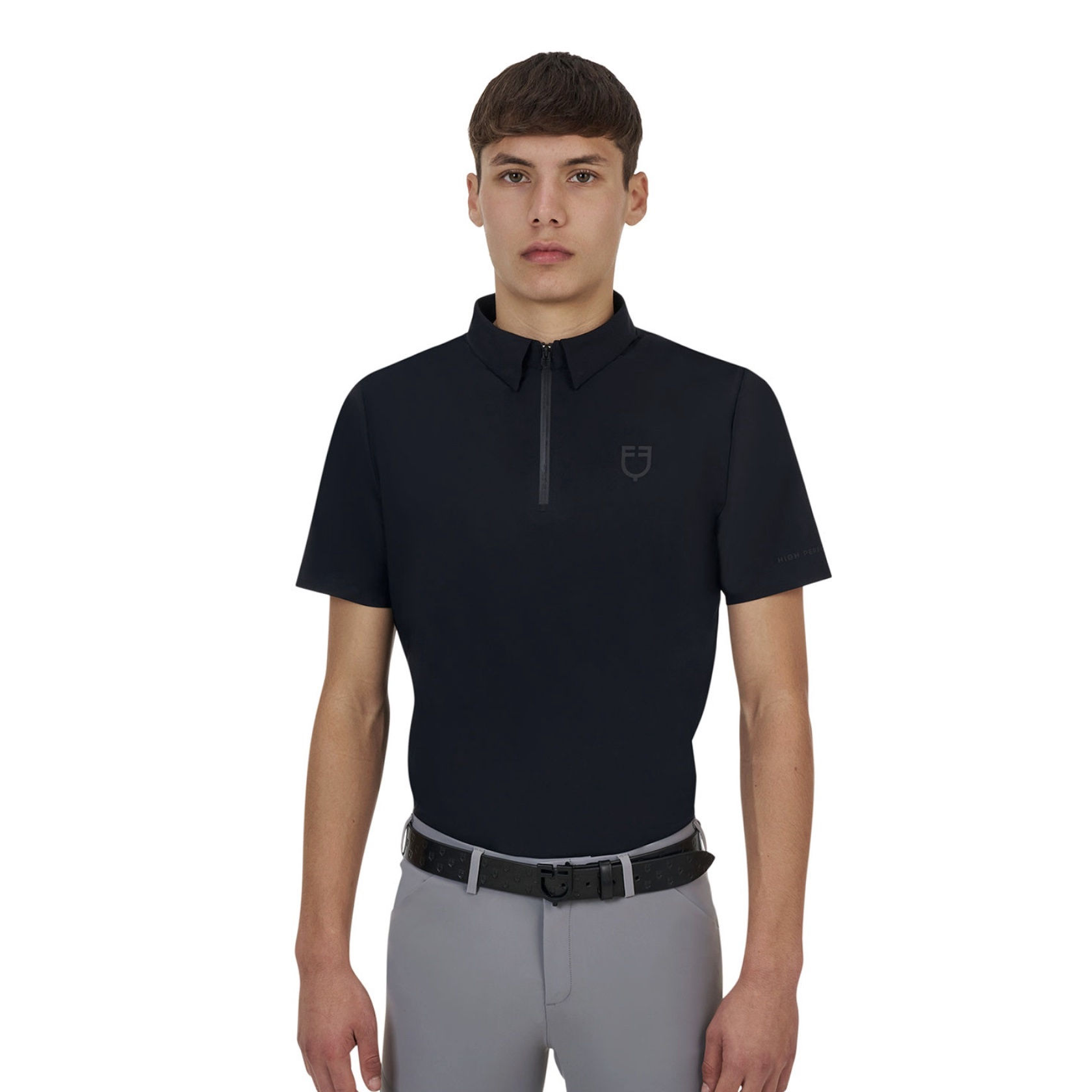 Equestro Ridertechnology Men's Training Polo Shirt Short Sleeves and Zip