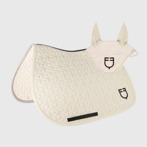 Thumbnail: Equestro Cube Quilt Jumping Saddle Pad & Ears Matching Set