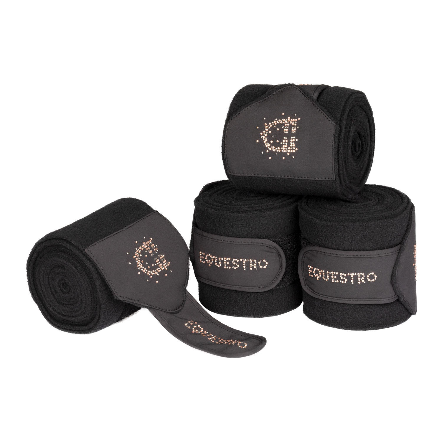 Equestro Fleece Bandages with Rhinestone Logo