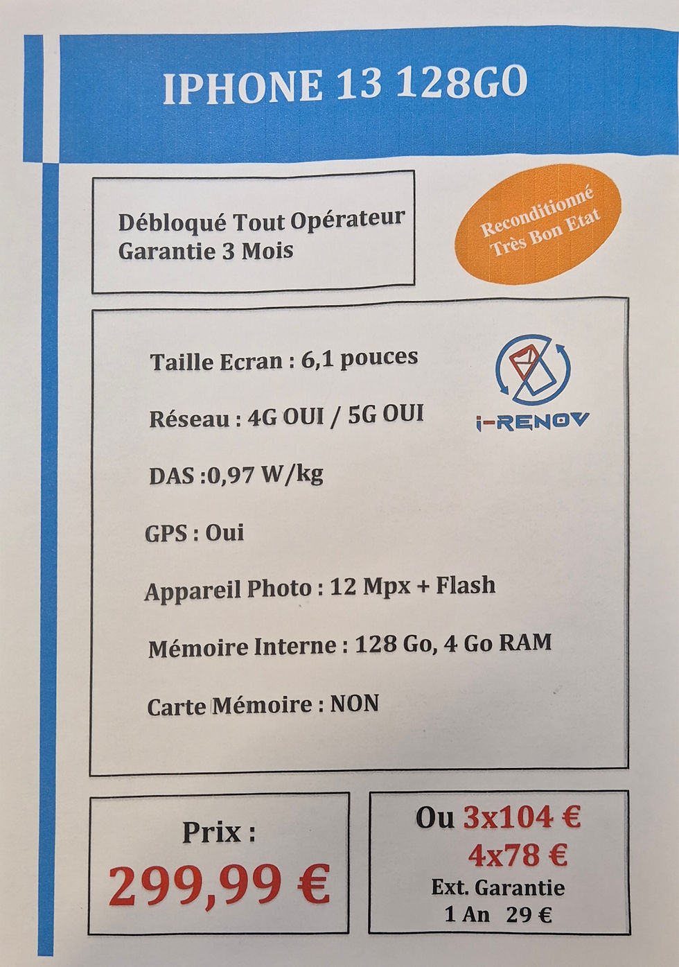 Miniature : IPHONE 13 128GO (829)