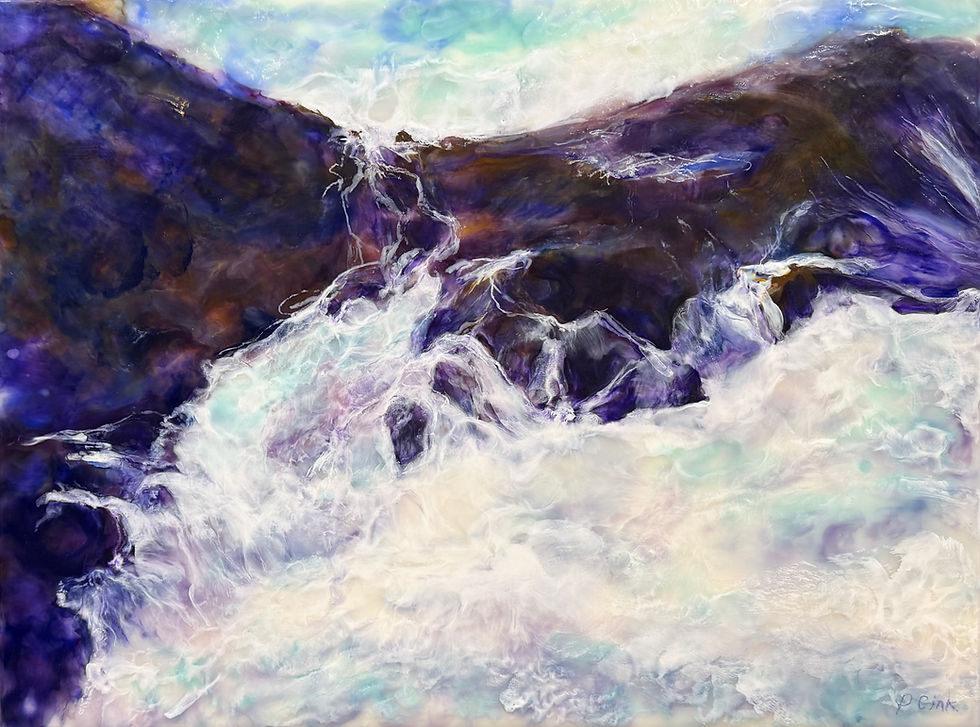 Shore Acres Splash - encaustic by Pat Cink