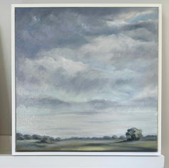 Rolling hills landscape with lavender clouds