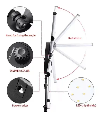 Miniatura: Aro De Luz Led 106cm Estrella 12 Tubos Iluminación Fotografía