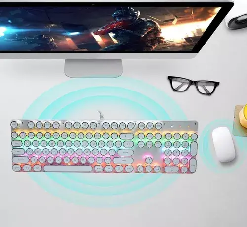 Miniatura: Teclado Gamer Mecánico Teclas Redondas Led Rgb Con Ñ Blanco