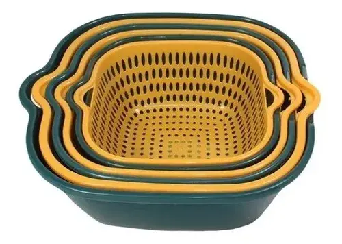 Kit 3 Coladores De Plastico + 3 Contenedores Escurridores