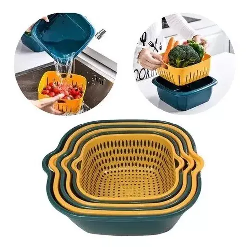 Miniatura: Kit 3 Coladores De Plastico + 3 Contenedores Escurridores