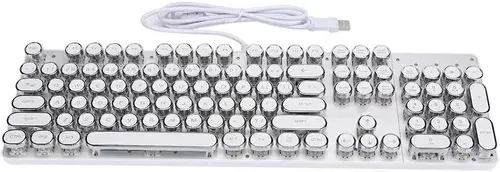 Teclado Gamer Mecánico Teclas Redondas Led Rgb Con Ñ Blanco