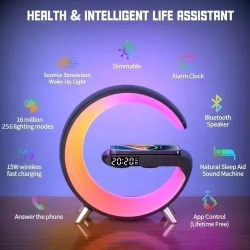 Miniatura: Reloj Despertador Con Luz Nocturna Rgb Con Cargador Inalámbr