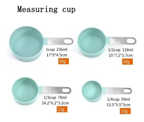 Miniatura: Set Taza + Cucharas Medidoras Multiusos Acero Plástico Útil
