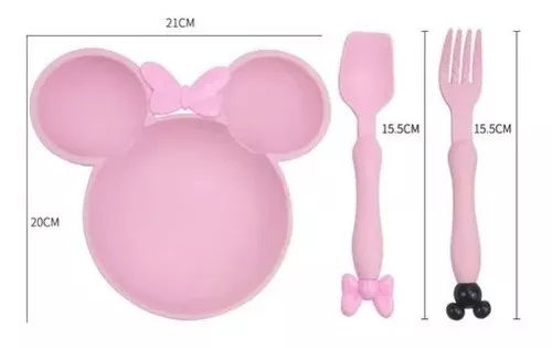 Set De Platos Lindos Minnie Mickey Disney Bebé Cubiertos