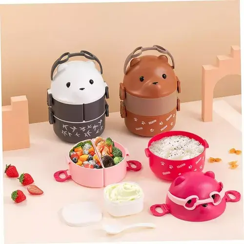 Miniatura: Porta Comida Fiambrera Lonchera Oso Con Lentes Para Niñas
