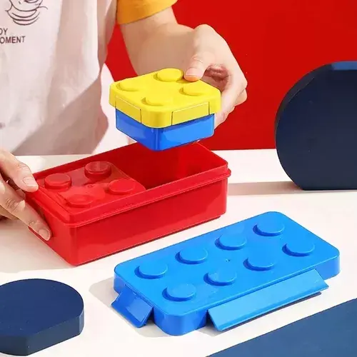 Miniatura: Porta Comida Lonchera Para Niños Tipo Lego Escuela