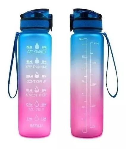 Termo Motivacional Botella Agua 1 Litro Pitillo + Pines 3d
