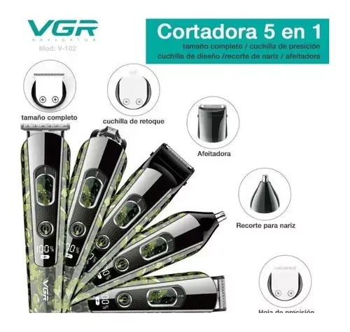 Maquina Peluquera Kit Grooming Vgr V-102 Recargable Pantalla