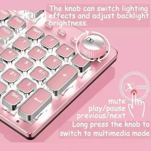 Miniatura: Teclado Gamer Mecánico Teclas Redondas Led Rgb Con Ñ Rosa